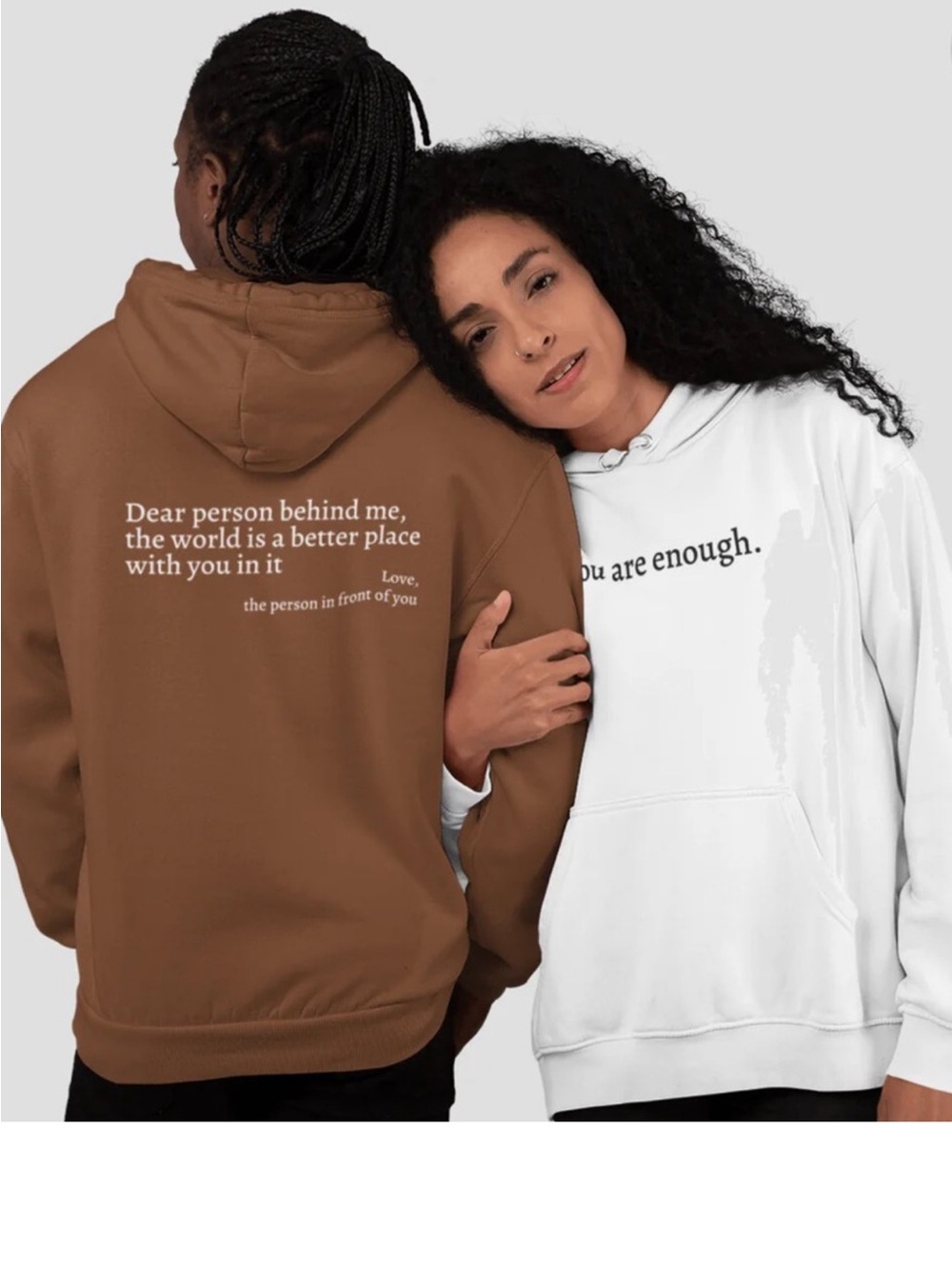 Unisex "You Are Enough" Hooded Sweatshirt White Size: XX Large